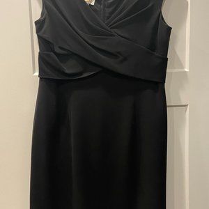 Talbots Little Black Dress, Sz 14P, Flattering Cap Sleeve, Portrait Neckline